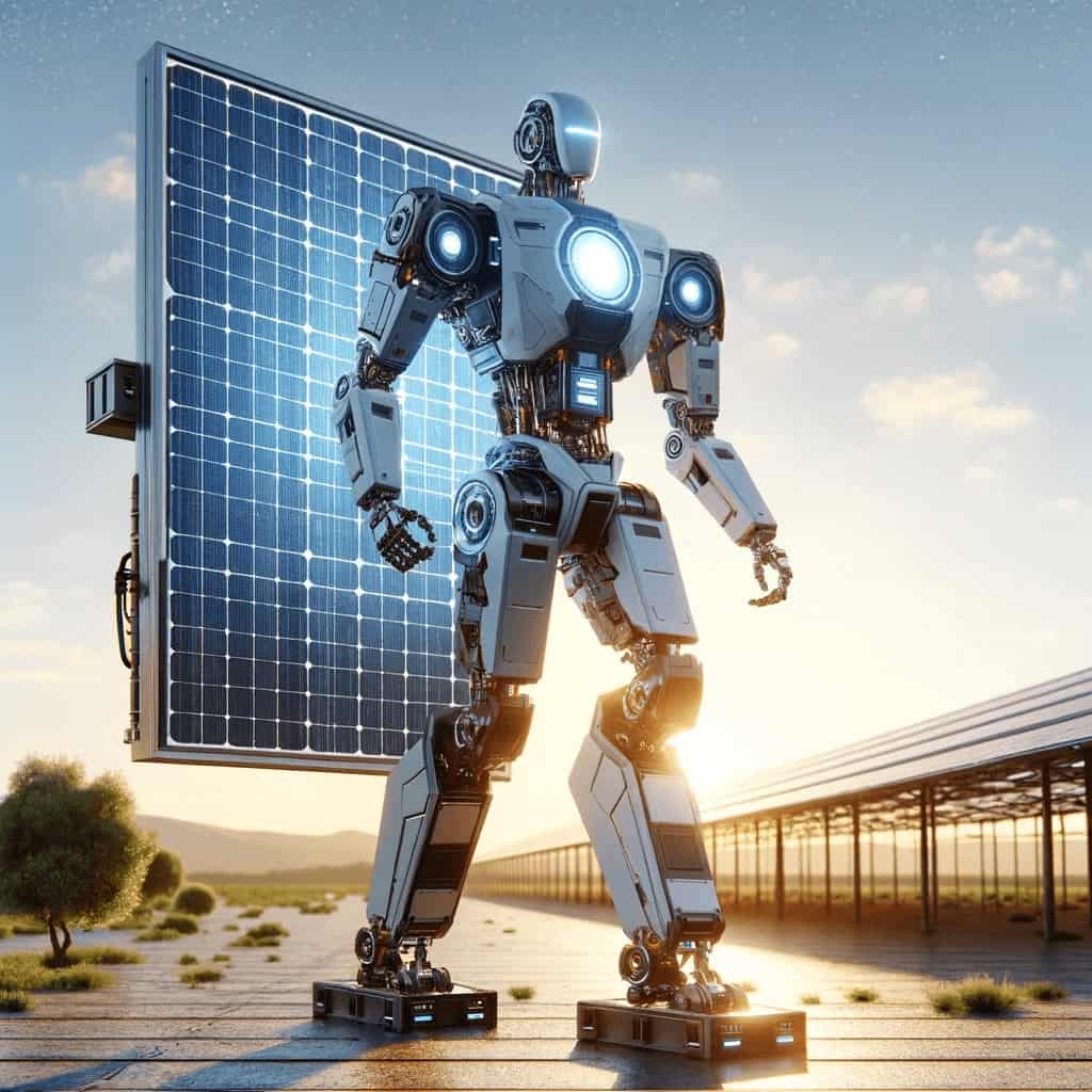 Uma foto de um robô operando com energia solar.